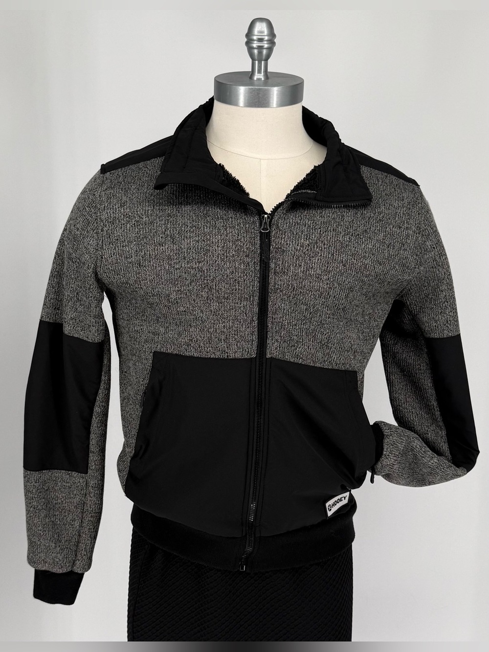 Hooey Men’s Gray and Black Colorblock Zip-Up Sweater Jacket Size Medium